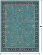 Boho Teal 6x8 Rug for Living Room, Washable Area Rugs for Bedroom, Dining Room Under Table, Vintage Turquoise Décor Indoor, Low Pile & Soft Carpet - Image 2