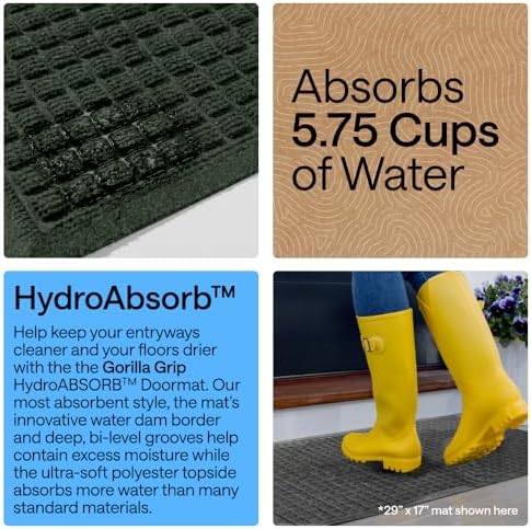 GORILLA GRIP® HydroABSORB Door Mat for Indoor Outdoor Use, 35x23 Green - Image 3