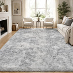 PLHXFR 9x12 Area Rugs Living Room: Fluffy Bedroom Shag Rug Light Grey by PLHXFRSoftAreaRugs