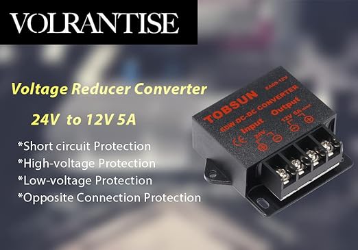 DC 24V to 12V 5A Converter - Voltage Reducer Regulator, Step-Down Buck Transformer Module for Electronics Power Supply - DC 24V to 12V 5A Converter