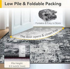 RELEANY Washable 2'x5' Abstract Area Rug for Living Room Black White - Image 6