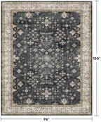Black Farmhouse Washable 8x10 Area Rugs for Living Room, Bedroom, Dining Room Kitchen Table Rug for Under Table, Office, Dark Charcoal Tumble Stain Resistant Non-Slip Large Washable (8x10 Black/Multi) - Image 2