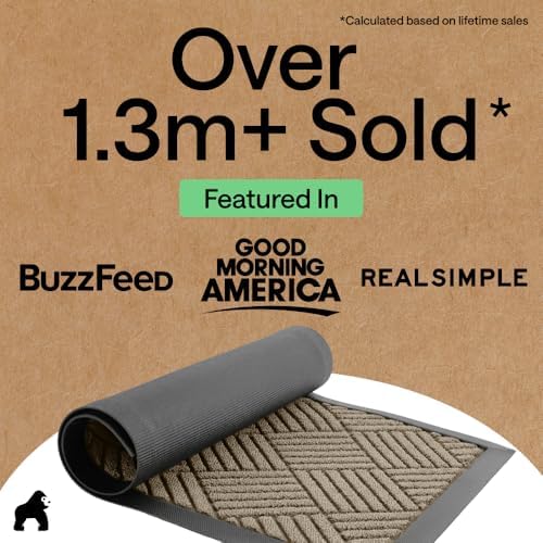 GORILLA GRIP WeatherMAX Door Mat, Indoor Outdoor Use, 72x24, Beige Diamond - Image 4