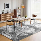Washable Rug 8x10 Area Rugs for Living Room Bedroom Carpet, Grey Indoor Vintage Abstract Boho Large Rug Non Slip Faux Wool Rugs for Dorm, Dining Room Table, Nursery, Kids Playroom, Gray - Image 2