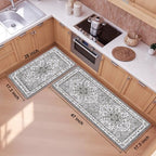 Boho Kitchen Mats for Floor 2PC Anti Fatigue Kitchen Rugs, Grey - Image 2