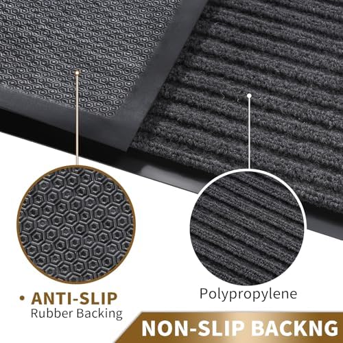 Yimobra Front Door Mat Outdoor Indoor Entrance, 100% Waterproof All-Season All Weather Doormat, Welcome Matt Outside Entry, Non Slip, Low Profile, Heavy Duty Patio Porch Floor Mat,29.5 x 17, Grey - Image 4