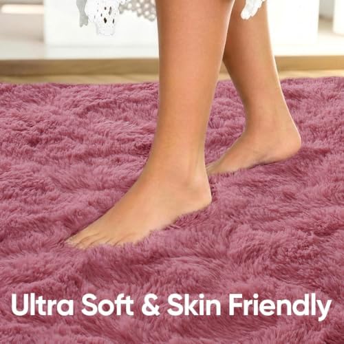 8x10 Extra Large Blush Fluffy Soft Area Rug Non-Slip for Kids Bedroom - Image 5