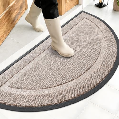 OLANLY Half Circle Front Door Mat Outside 47x23 All-Season Rubber Doormat by OLANLY