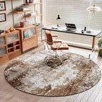 Brown Round Rugs 6ft Washable Circle Area Rug for Entryway Kitchen, Non Slip Soft Low Pile Stain Resistant, Boho Circular Carpet for Living Room Bedroom Dorm Dining Room Table, Abstract Coffee - Image 3