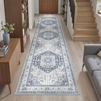 Madane Hallway Runner Rug 2x8 Washable Kitchen Rugs Non-Slip, Navy/White - Image 5