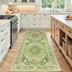 RELEANY Washable Area Rug, Runner 3'x6', Green/Yellow by RELEANY