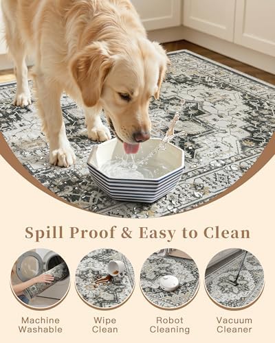 Madane Washable Kitchen Rug Set of 3 Small Area Rugs Non-Slip, Black - Image 7