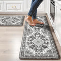 Boho Kitchen Mats for Floor 2PC Anti Fatigue Kitchen Rugs, Dark Grey by tubeamin