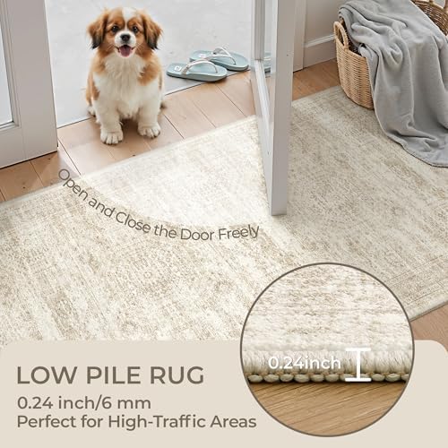 3x18 Runner Rug Non Slip,Washable Hallway Runner Rug,Beige - Image 6
