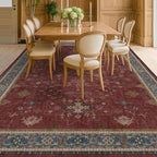 Hazo Haus Oriental 8x12 Large Area Rugs for Living Room - Burgundy Rug for Bedroom Under Bed, Dining Room Under Kitchen Table, Washable Soft Non Slip Unique Indoor Décor - Image 6