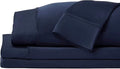 SHEEX - Original Performance Sheets Set (Split King) Navy - Cooling Sheets - Moisture Wicking - 1 Flat Cooling Sheet, 1 Fitted Cooling Sheet, 2 King Pillow Covers - Wrinkle Free - Sleep Aid