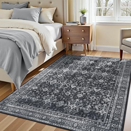 5x7 Area Rugs for Living Room Bedroom, Black Washable Non-Slip Carpet - Image 6