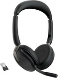 Jabra Evolve2 65 Flex Wireless Stereo Headset - Bluetooth, Noise-Cancelling ClearVoice Technology & Hybrid ANC - Works with All Leading UC Platforms Such As Zoom & Google Meet - Black