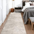 Hallway Washable Runner Rug - 2'6x14 Kitchen Rugs Stain Resistant Entryway Area Rug Abstract Soft Floor Mat Non-Slip Indoor Farmhouse Carpet for Bathroom Living Room Bedroom(2'6x14,Beige/Cream by HYHAOYUNLAI