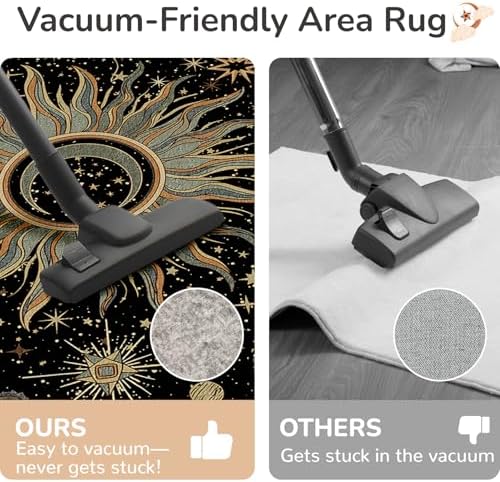 Vacuum-Friendly, 2x3 Washable Area Rug, Black Green Blue - Image 4