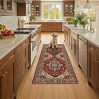 RELEANY Washable Area Rug, Runner 3'x8', Red/Blue by RELEANY
