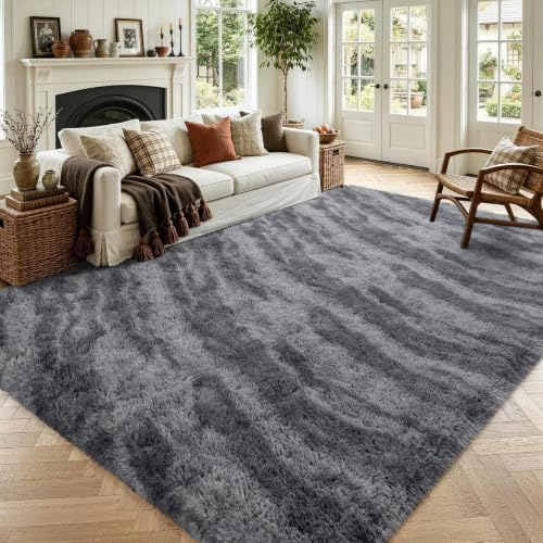 5x7 Grey Fluffy Soft Area Rug Non-Slip for Living Room Bedroom Playroom by ModernHomeDecor