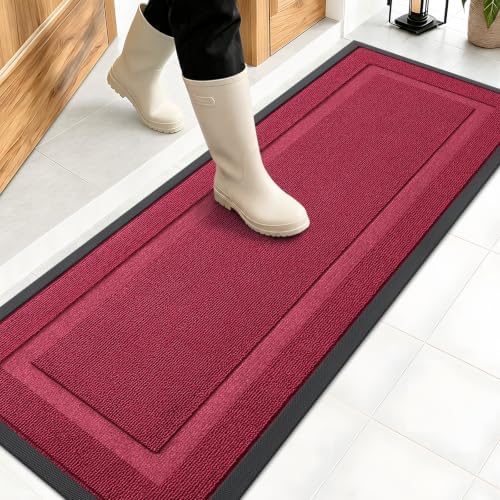 OLANLY Front Door Mat Outside 47x17, All-Season Heavy-Duty Rubber Doormat by OLANLY