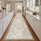 Madane Hallway Runner Rug 2'6''x14' Kitchen Runners Vintage, Ivory/Brown - Image 4