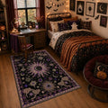 Vacuum-Friendly, 3x5 Washable Area Rug, Black Purple Beige by meejou