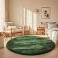 Ophanie Round Rug 5Ft Grey Green Circle Area Rug, Grayish Green Room Decor, Fluffy Fuzzy Bedroom Carpet,Plush Soft Shaggy Living Room Rugs for Kids Home Aesthetic,Nursery with Over 99 pcs Pile fibers by Ophanie