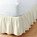 Sleepwell Ivory Solid Ruffled Bed Skirt King XL-30 Inch Drop Split Corner, Microfiber Bedskirt with Platform Three Sided Coverage