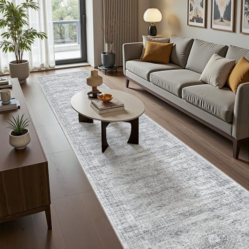 2x12 Runner Rug Non Slip,Washable Hallway Runner Rug,Grey - Image 3