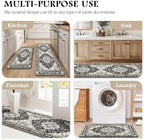 Boho Kitchen Mats for Floor 2PC Anti Fatigue Kitchen Rugs, Black Brown Grey - Image 6
