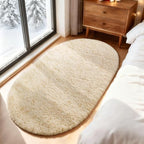 Ophanie 4x6 Oval Beige Rugs for Bedroom Living Room,Fluffy Fuzzy Furry Carpet,Plush Soft Shaggy Bedside Indoor Floor Area Rug for Kids Girls Boys Baby Teen Dorm Decor with Over 99 pcs Pile fibers - Image 3