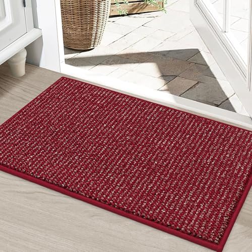 BEQHAUSE Dirt Trapper Door Mat 24" x 36", Non-Slip Washable Doormats, Red by BEQHAUSE