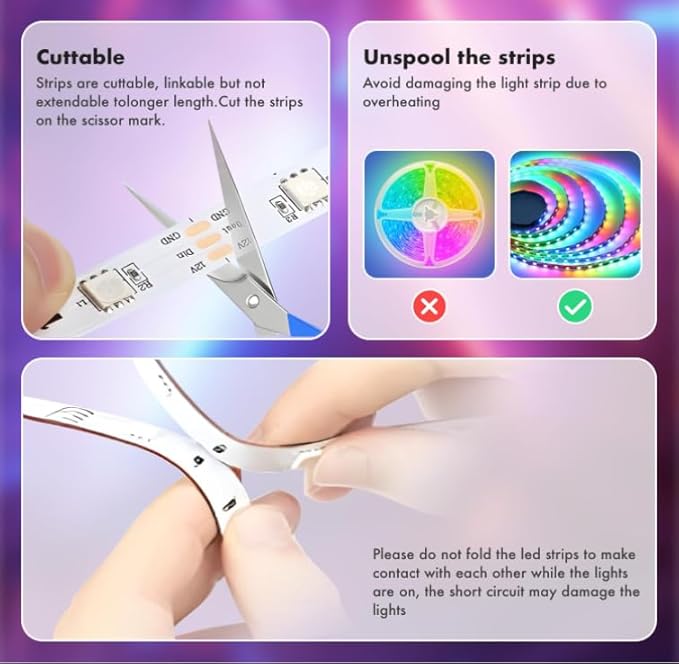 ATHONO 166 ft I(2 Rolls of 83ft) C+RGB,Led Lights for Bedroom,Music Sync Color Changing,Led Strip Lights,with Remote App Control, Led Lights for Room Home Kitchen Decor Party