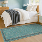 Hazo Haus Boho 2x6 Non Slip Kitchen Rug Runner - Teal Washable Rug for Bathroom, Laundry Room, Hallway, Non Slip with Rubber Backing, Floral Aqua Blue Unique Runner Décor - Image 6