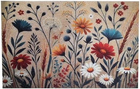 Outdoor Rug Door Mat, Welcome Mat, Non-Slip, 19'x31' (15.FlowerPattern) by COMCONHMY