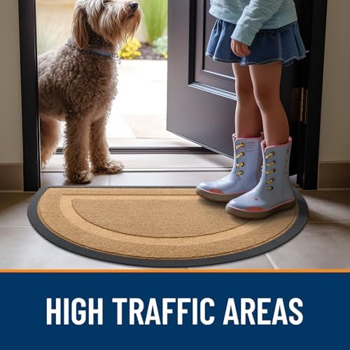 OLANLY Half Circle Front Door Mat Outside 29.5x17 All-Season Rubber Doormat - Image 7