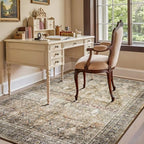 5x7 Area Rugs for Living Room, Non-Slip Washable Brown Vintage Carpet - Image 2