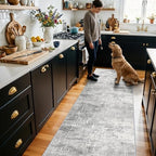 Washable 2x10 Kitchen Runner Rug: Abstract Farmhouse Bathroom Entryway Rug Soft Stain-Resistant Hallway Floor Mat Non-Slip Indoor Non-Shedding Carpet for Nursery Living Room Bedroom (2x10,Light/Grey) by HYHAOYUNLAI