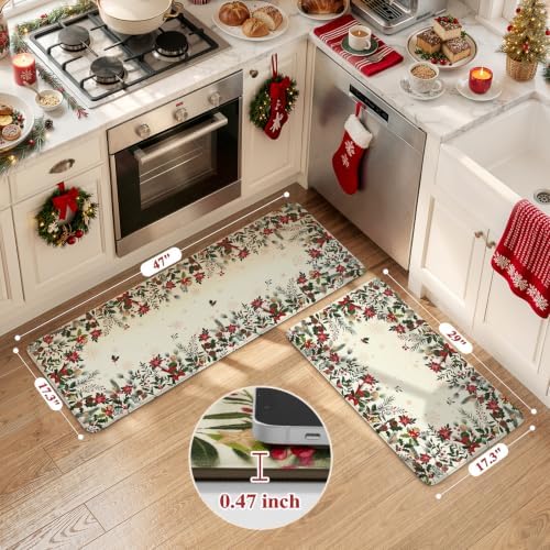 KIMODE Christmas Decor Kitchen Mats Cushioned Anti Fatigue,Beige Decoration - Image 4