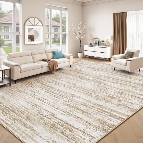 Area Rug 9x12 Living Room Rugs: Washable Modern Rug Large Non-Slip Soft Rugs Stain Resistant Printed Rug Indoor Carpet for Bedroom Kitchen Dining Room Nursery Playroom Home(Brown, 9'x12') by ZomfyRugs
