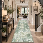 RELEANY Washable Runner 2'x8' Abstract Area Rug for Hallway Light Green - Image 3