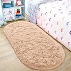 Noahas 2.6x5.3 Beige Fluffy Soft Oval Rug Non-Slip for Bedroom Dorm Hallway by ModernHomeDecor