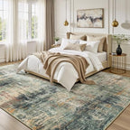 8x10 Area Rug for Living Room, Abstract Washable Large Rugs,Coffee/Green - Image 2