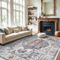 Washable Large 9x12 Area Rug: Living Room Oriental Non Slip Soft Rugs Indoor Low Pile Stain Resistant Carpet for Bedroom Dining Room Farmhouse Distressed Thin Home Decor Floor Mat (9x12 Brick) by HYHAOYUNLAI