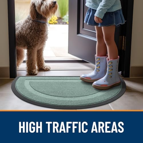 OLANLY Half Circle Front Door Mat Outside 33x21 All-Season Rubber Doormat - Image 6