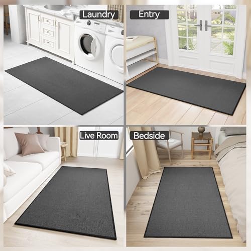 SUMLANS Kitchen Mat for Floor, Washable Non Slip Rug, Black - Image 5