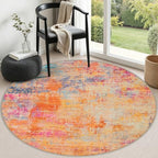 Round Area Rug Living Room: 5 ft Modern Washable Indoor Carpet by FXRHLP